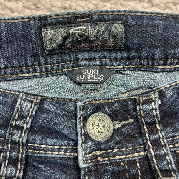 Silver Jeans Womens 28 Suki Surplus Dark Boot Cut Flap Pockets Big Stitch Party - Picture 2 of 5